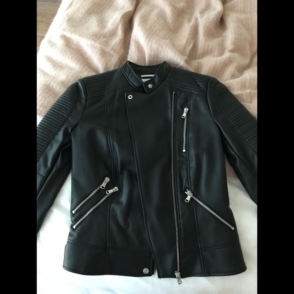 Zara Trafaluc Black Faux Leather Jacket